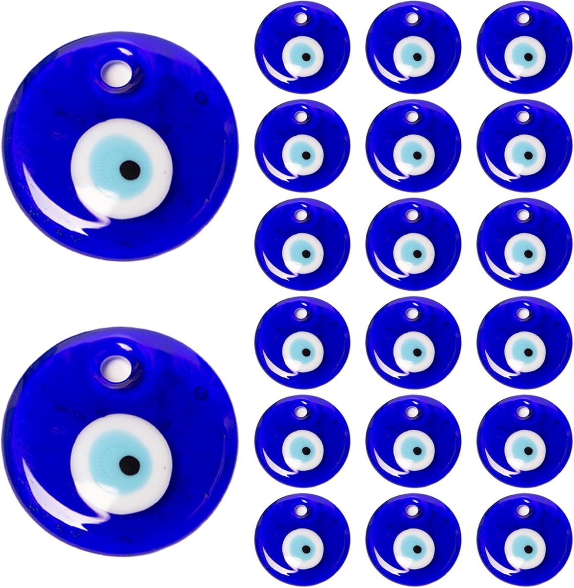 20 stuks 3 cm Nazar Boncuk hanger boze oog glas voor geluksbrenger | Voor doe-het-zelf halskettingen, armbanden, sieraden, blauwe oogdecoratie, Nazar Boncugu-decoratie