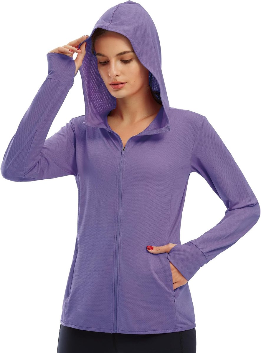 UV Shirt Dames UPF 50+ Sonnenschutz Hoodie Sportshirt Bovenstuk Zomer Functioneel Shirt Outdoor Loopjack Wandelen
