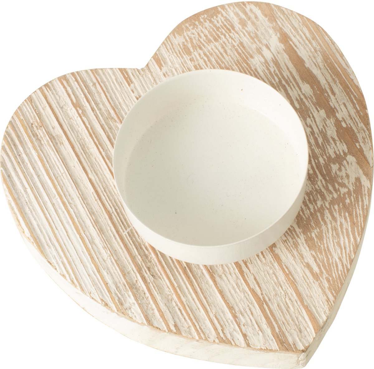 J-Line Windlicht hart - hout - gebroken wit - set van 4