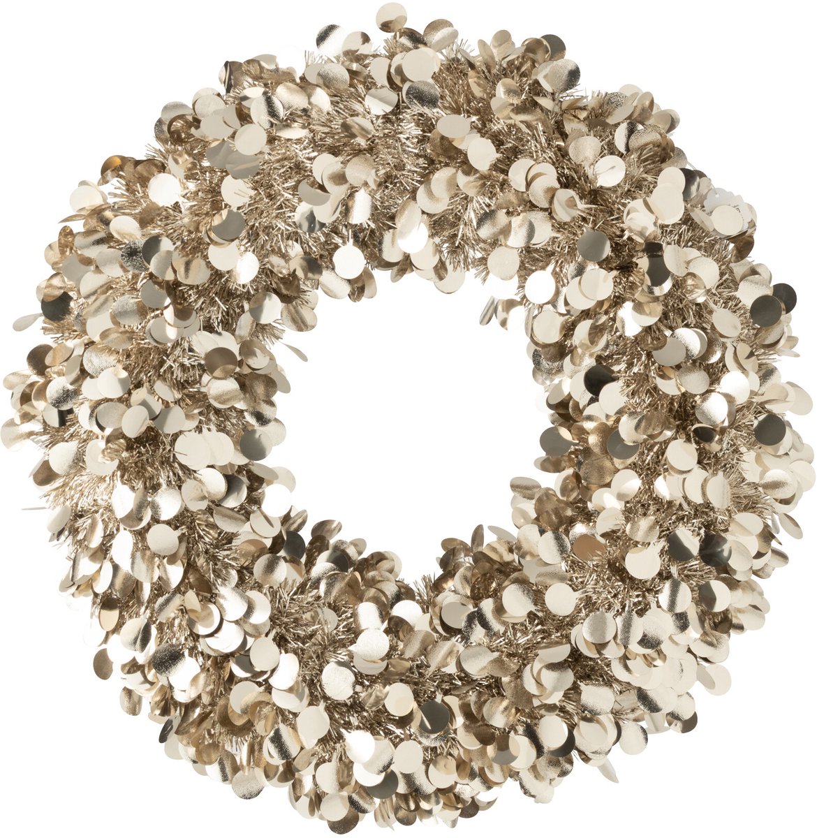 J-Line decoratie krans Sprankelend - polystyreen - greige - medium
