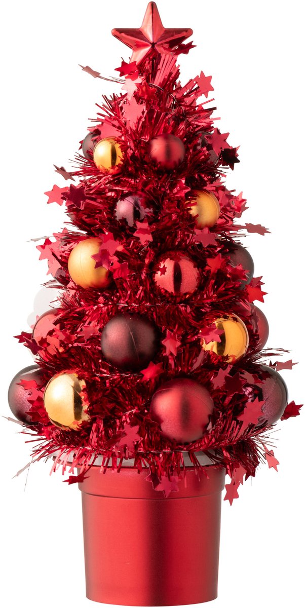 J-Line decoratie Kerstboomrood Kerstballen - polystyreen - kerstrood/oranje - 2 stuks