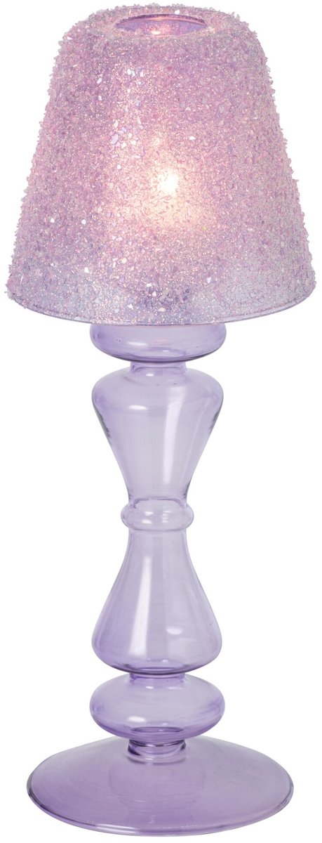 J-Line theelichthouder Bevroren - glas - lichtpaars - small