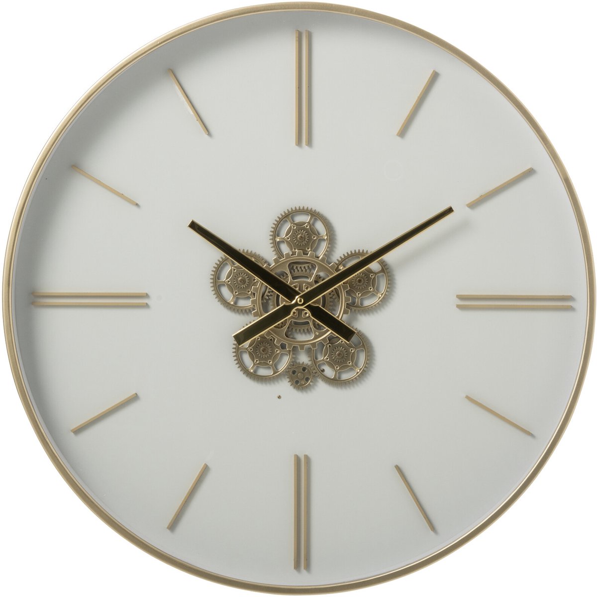 J-Line Wandklok - ijzer - wit/goud - small