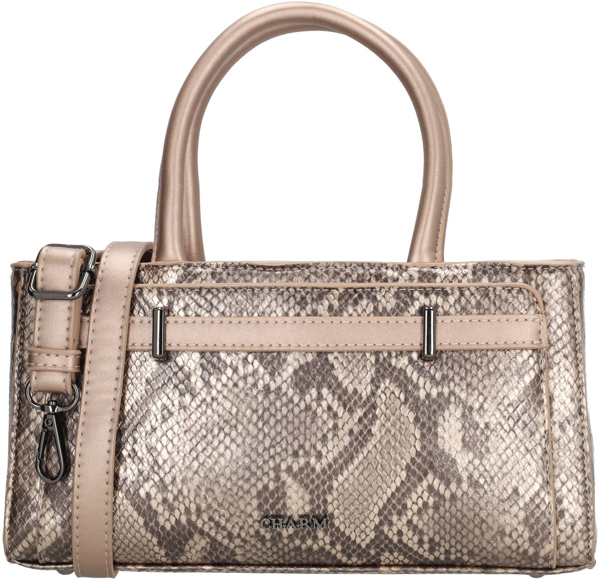 Charm London Sahara Handtas - Snakeprint - Schoudertas - Verstelbare Schouderband - Dames Tas - Trendy - Slangenprint - Crossbody - Champagne