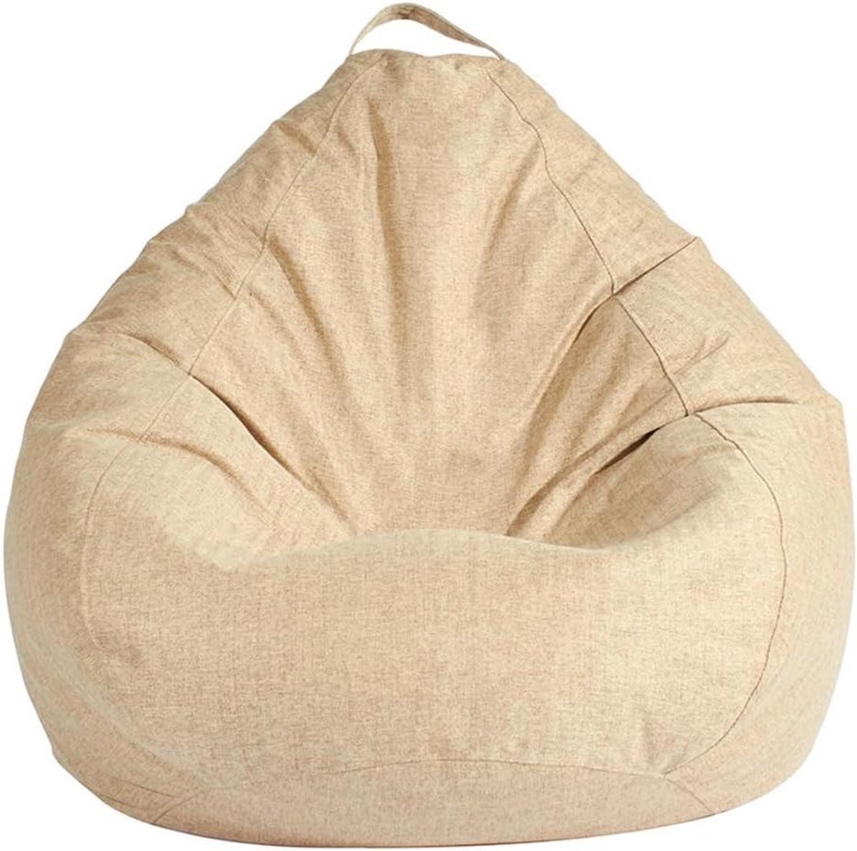 Zitzakhoes Katoenlinnen - XL Beige - Handgreep & Stevige Rits - Zitzak Stoelhoes voor binnen & buiten