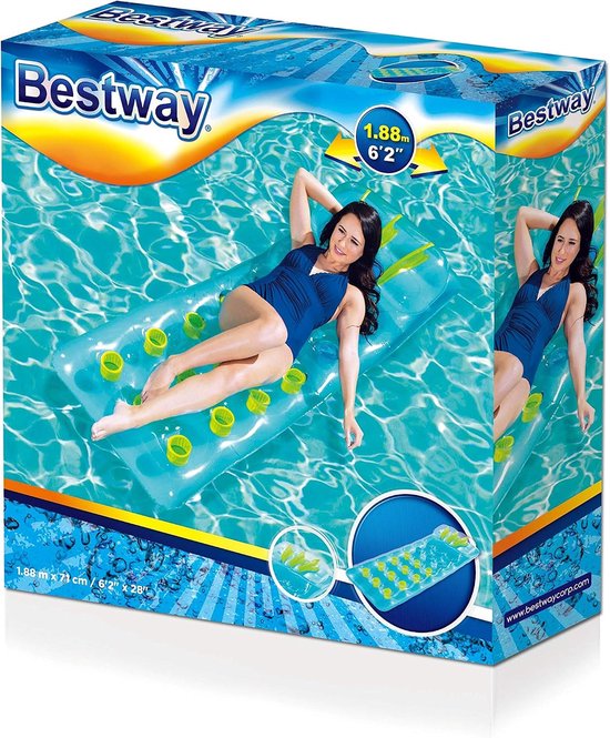 Luchtbed - Strandbed Opblaasbaar - Ontspannen in water - Met hoofdkussen - 188 x 71 cm - Gesorteerd — afbeelding 3