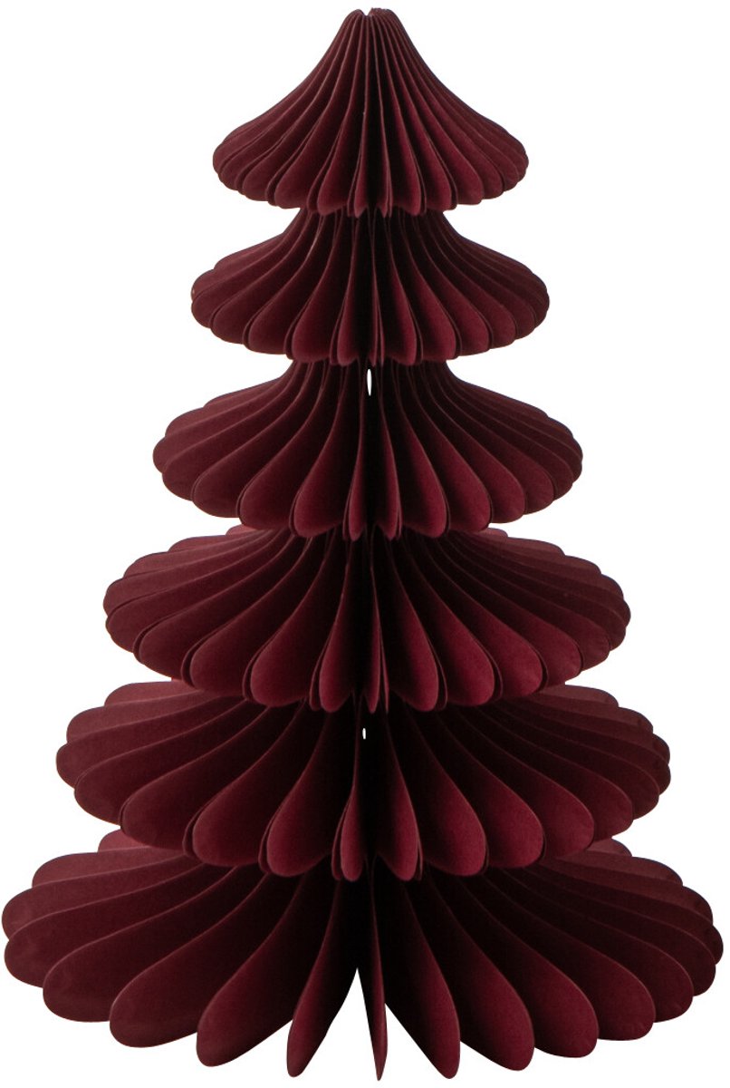 J-Line decoratie Boom - papier - bordeaux - extra small