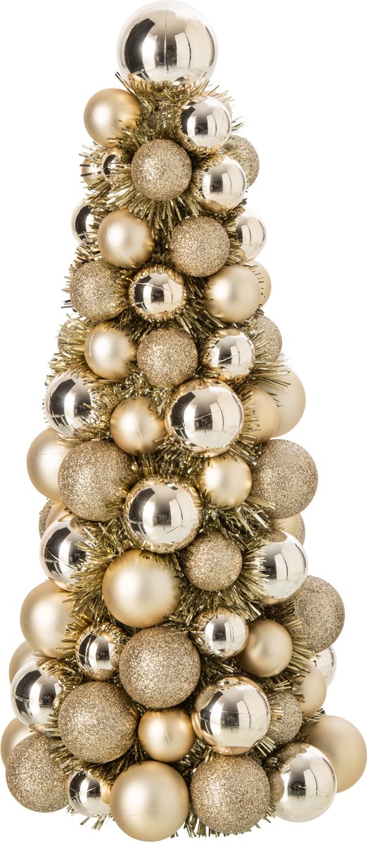 J-Line Kegel met kerstballen - PS - champagne