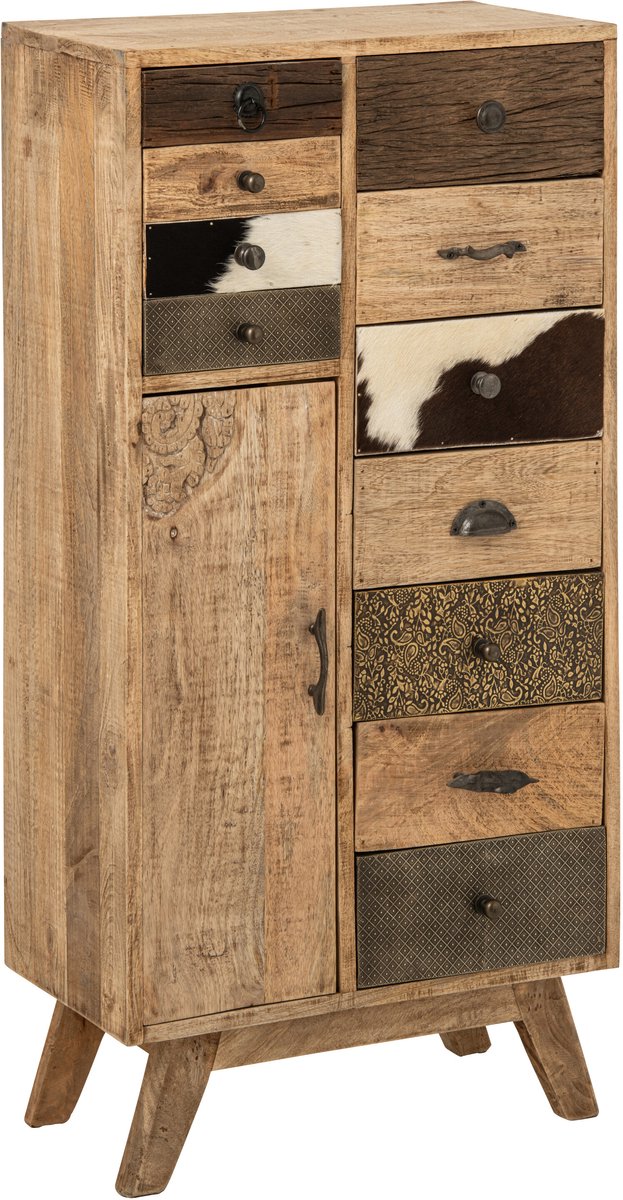 J-Line Ladekast met reliëf - mangohout - multikleur/naturel
