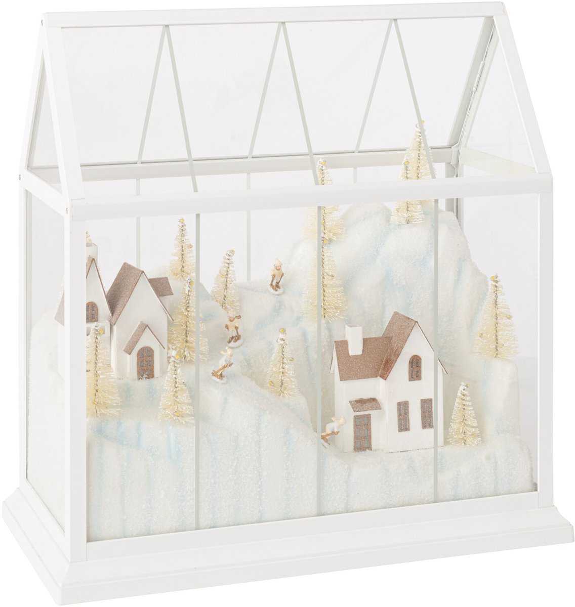 J-Line Ledkerstdorp - glas/synthetisch - wit/goud - large