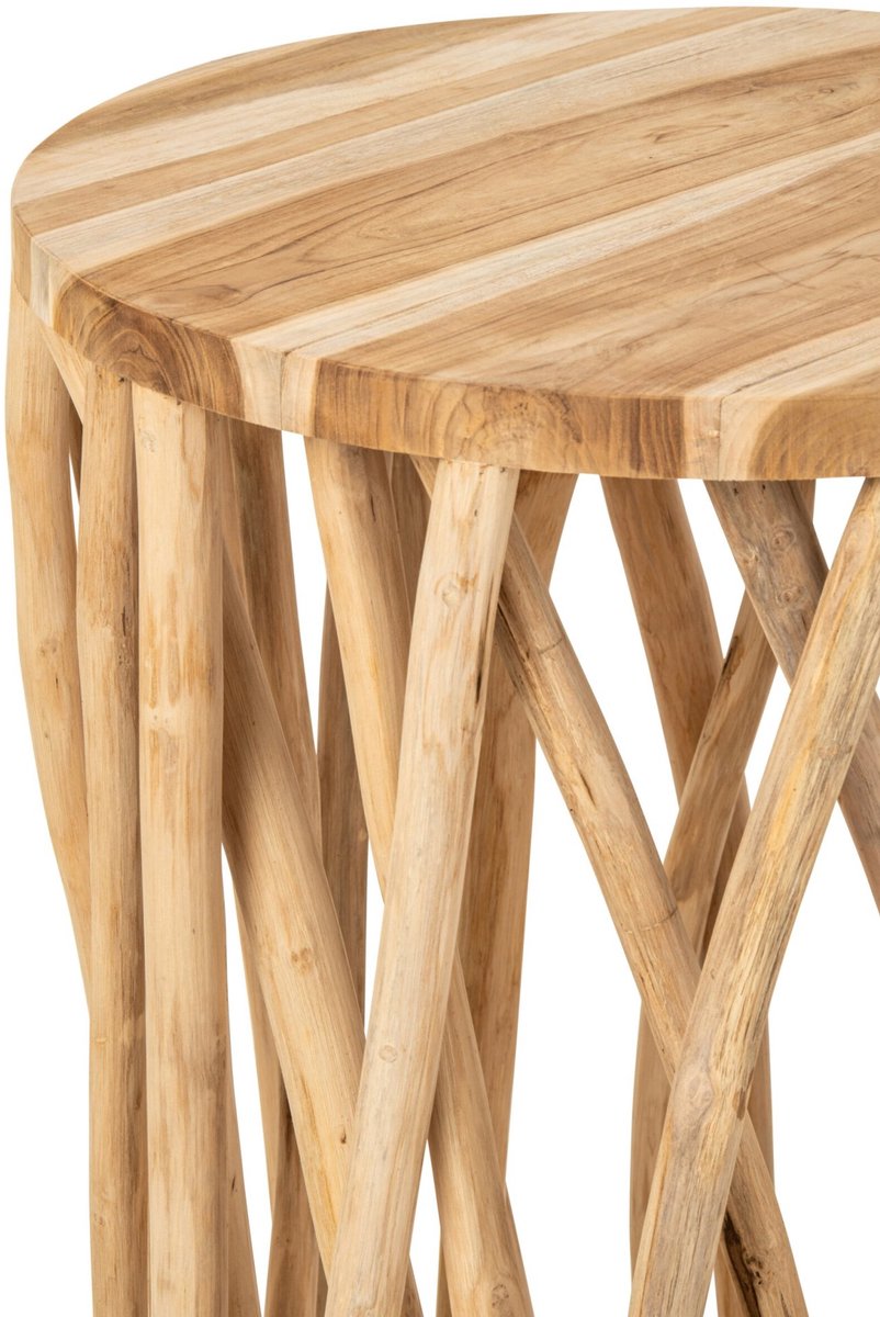 J-Line Ronde bar met takken - teakhout - naturel