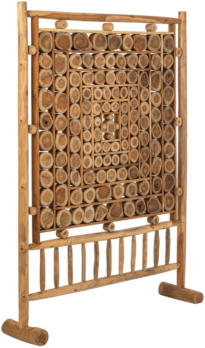 J-Line Kamerscherm met houten schijven - teakhout - naturel