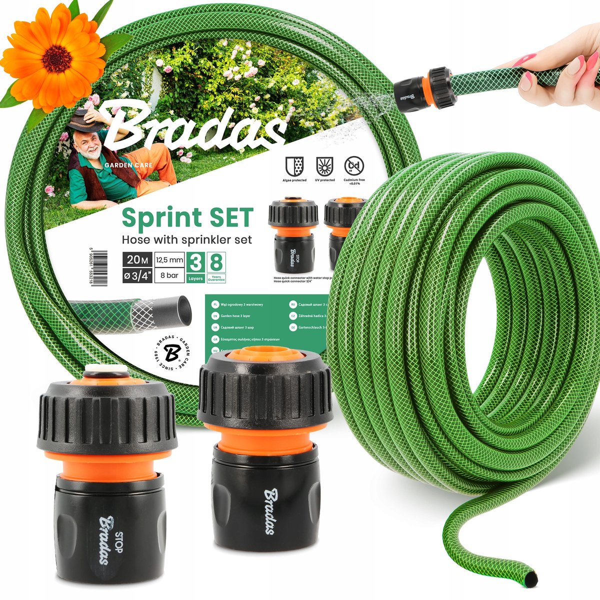 Groene Tuinslang 3/4 inch, 20m, 3-laags, Flexibel & Duurzaam