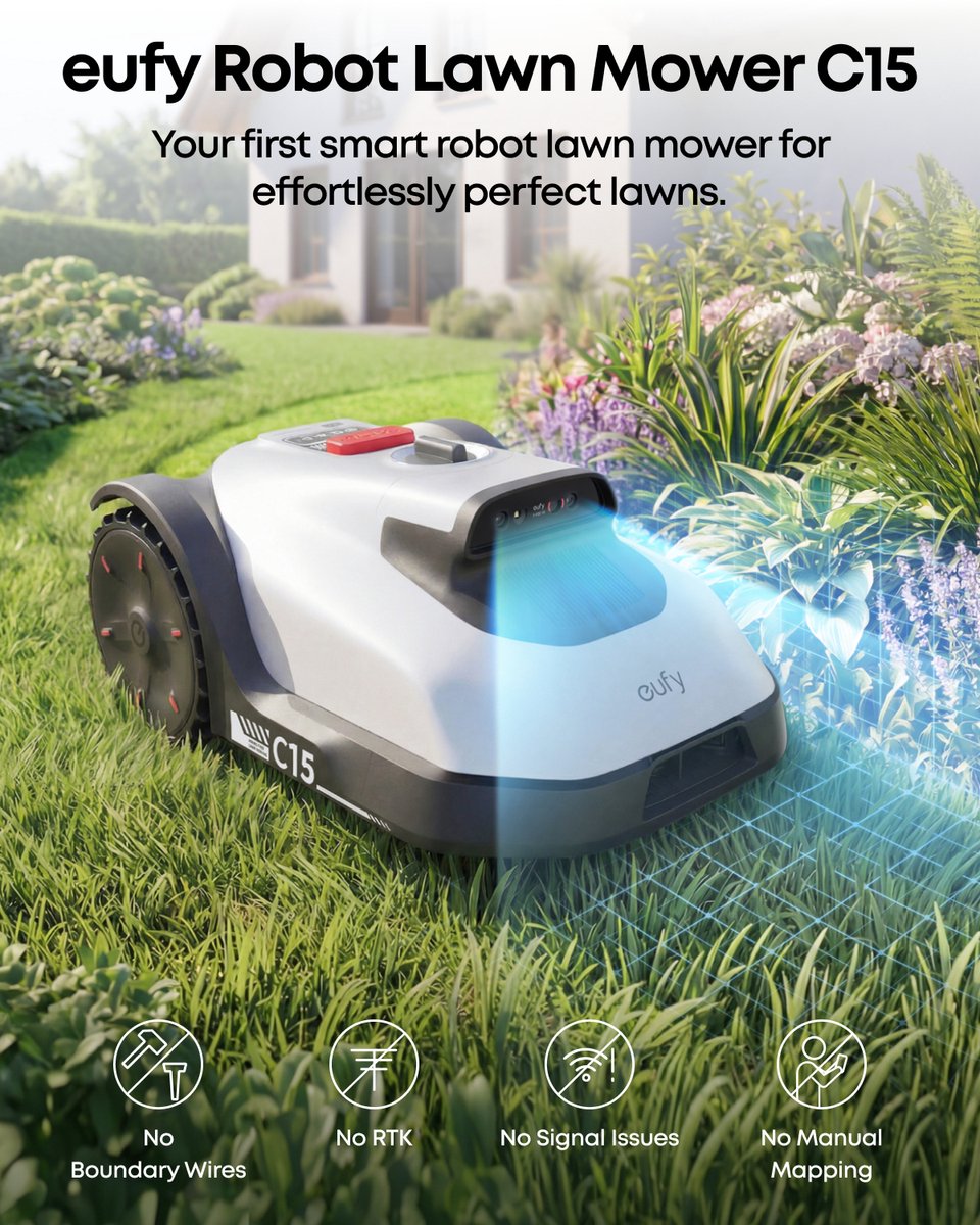 Eufy C15 Robotgrasmaaier - Draadloos met Automatische - afbeelding 2