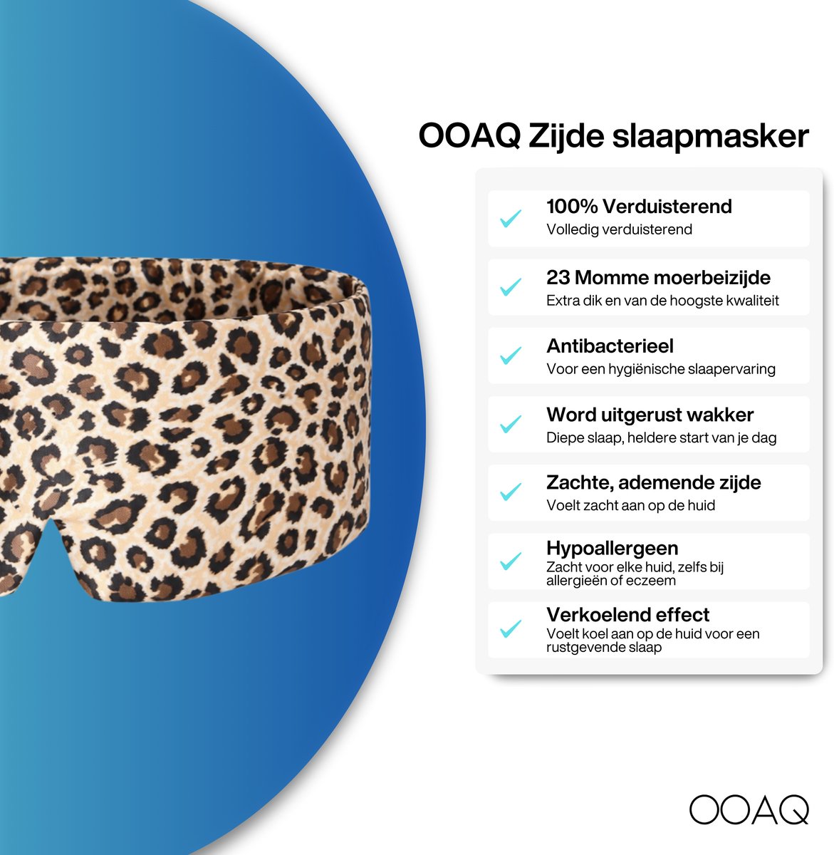 Premium Zijden Slaapmasker - 100% Verduisterend - 23 momme Moerbei Zijde - Silk Sleep Mask - Oogmasker - Anti Rimpel - Panterprint — afbeelding 5
