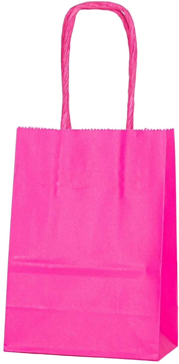 Papieren Draagtas - 60 Stuks -Felroze- 11x15x6cm - Papieren Tasjes - Kraft Tas - Tassen - Cadeau Tas - Hoogwaardig Kraft Papier - Eco-vriendelijk - Ideaal voor Geschenken - Lasentopack
