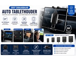 360° Roterende Auto Tablethouder – Voor iPad Pro/Air 11 – Universele Auto Telefoon & Tablet Houder – Geschikt voor Xiaomi, Samsung, Huawei, GPS