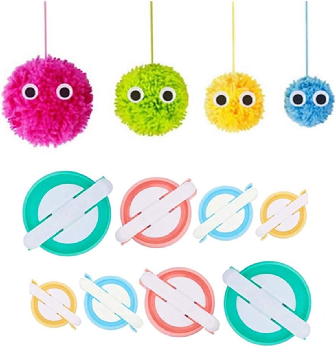 Makers, 2 Set 4 Maat Pompom Fabrikanten Ballen Weefsel Pluche Handwerk Breien Wollen Gereedschap DIY Kit