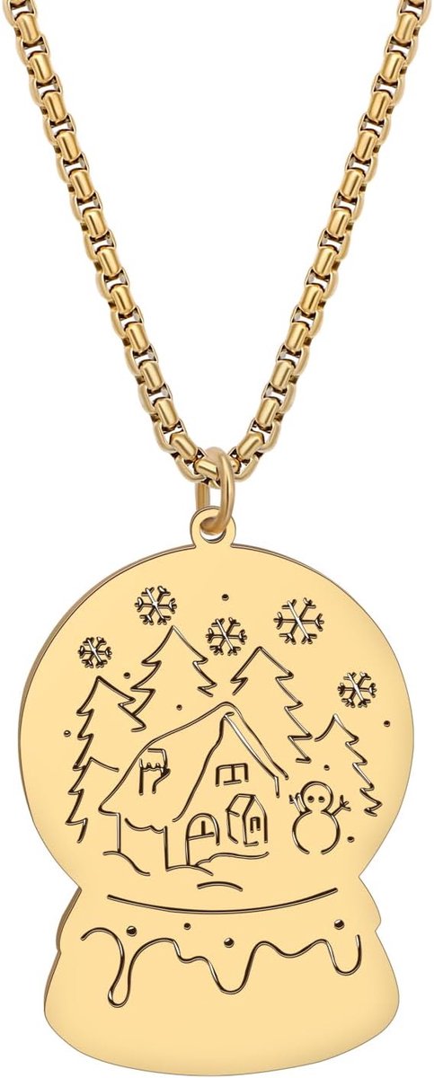 Kerst Sneeuwbol Ketting 18K Vergulde Hanger Sneeuwvlok Sieraden Nieuwigheid Geschenken Voor Vrouwen Meisjes Party Gunsten