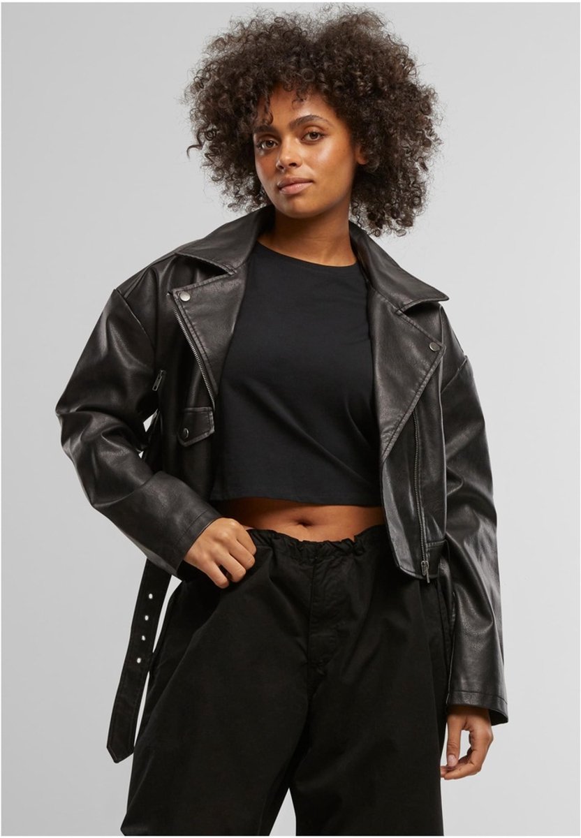 Urban Classics Vintage Dames Kunstlederen jas – M Zwart