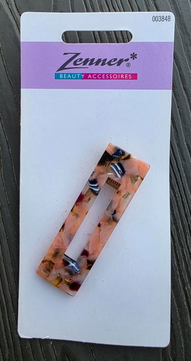 Zenner haarspeld luxe - marmer acetate - haarclip - haarschuif - rechthoek open - medium - sierspeld