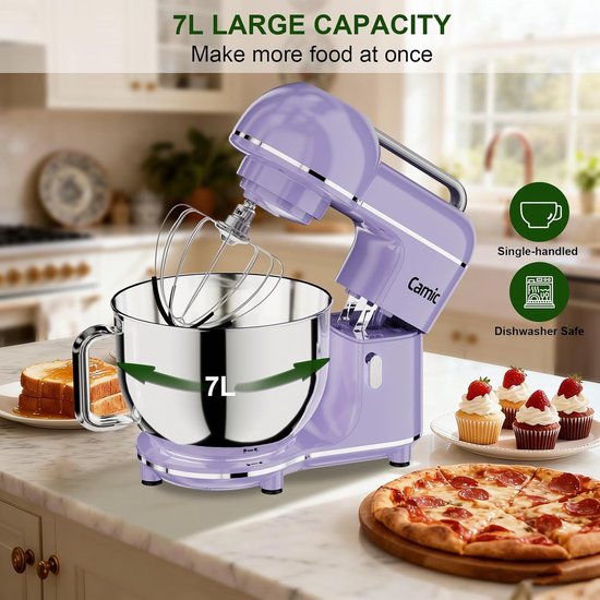 Kneedmachine Keukenmachine - Bakmachine Mixer - Zelf Bakken - 3-in-1 Functionaliteit - 7 Liter Capaciteit - Lichtpaars — afbeelding 5
