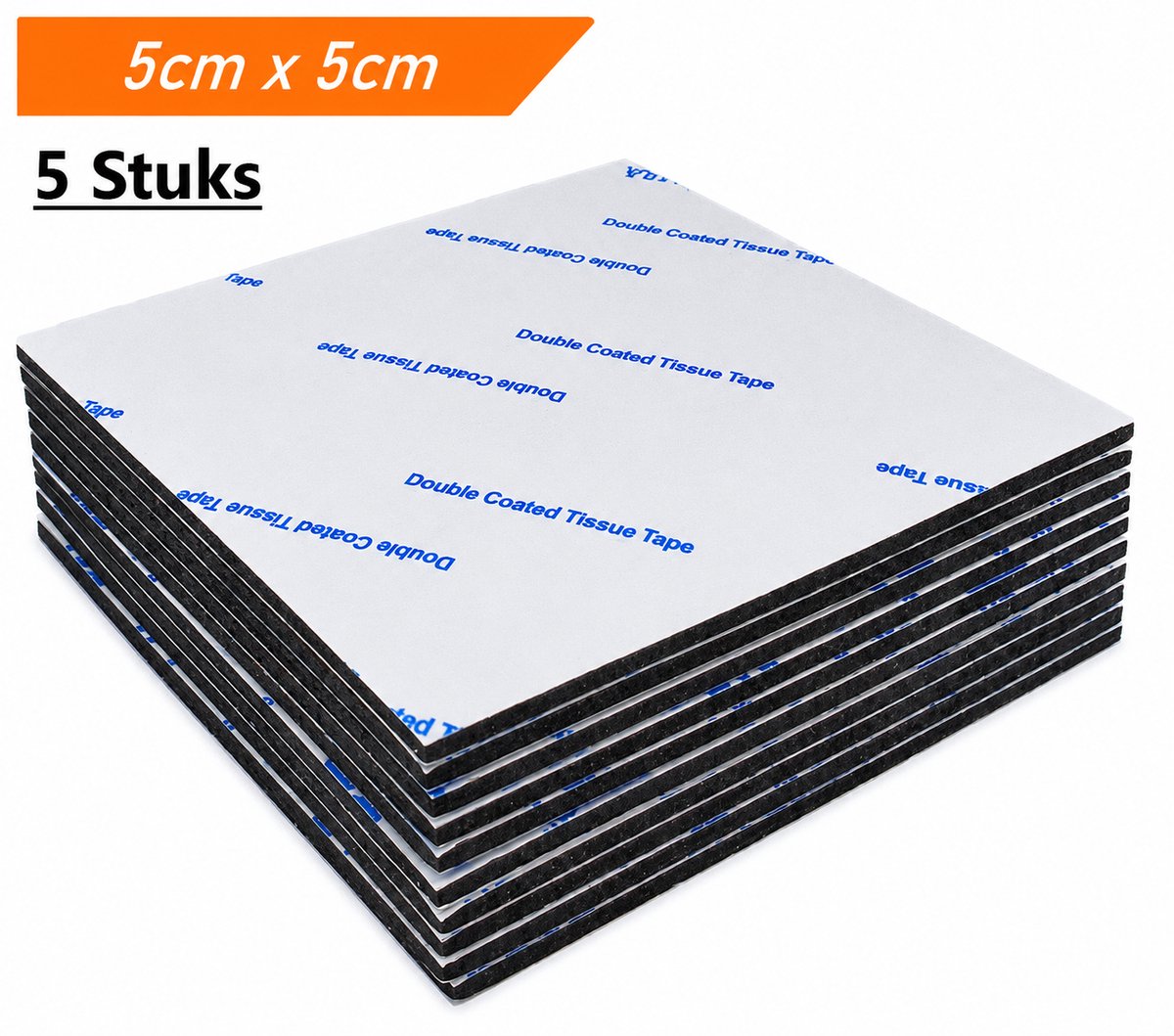Dubbelzijdige Montage Stickers 5 Stuks – Zelfklevende Plakkers 50 x 50 mm – Extra Sterke Montagetape – Foam Tape – Voor Wandmontage, Fotolijsten, Decoratie & Doe-Het-Zelf