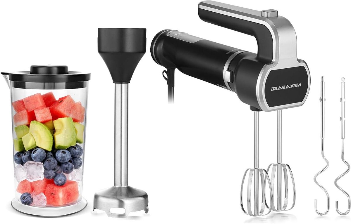 Handmixer Blender - Keukenmachine - Eten Bereiden - 2-in-1 Ontwerp - 600 Watt - Zilver