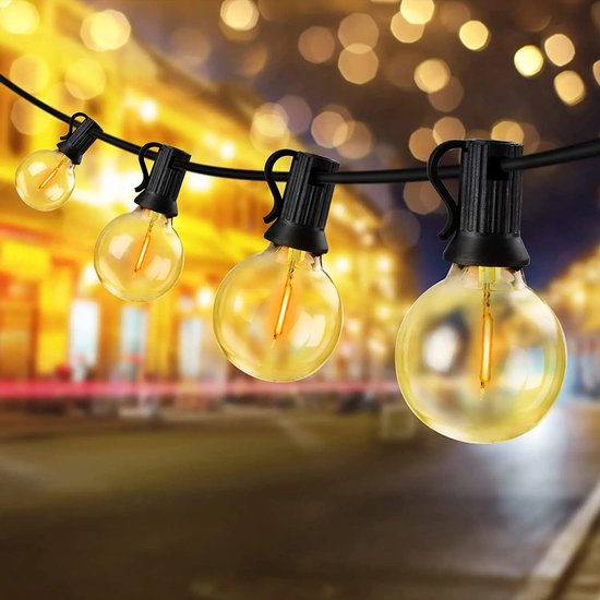 Solar-buitenverlichting (snoer), 9 meter (30ft) waterdichte terrasverlichting met afstandsbediening, 15 LED-lampjes, 8 lichtstanden, voor tuin en buiten van solar — afbeelding 3
