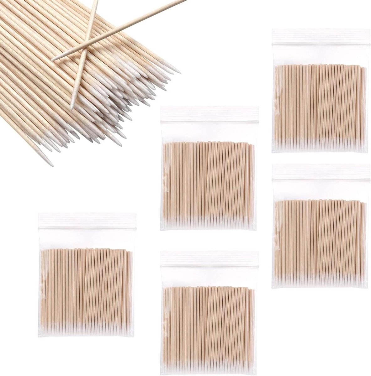 Wattenstaafjes - Reinigingsstaafjes - Make-up aanbrengen - Houten handvat - 500 stuks - Wit