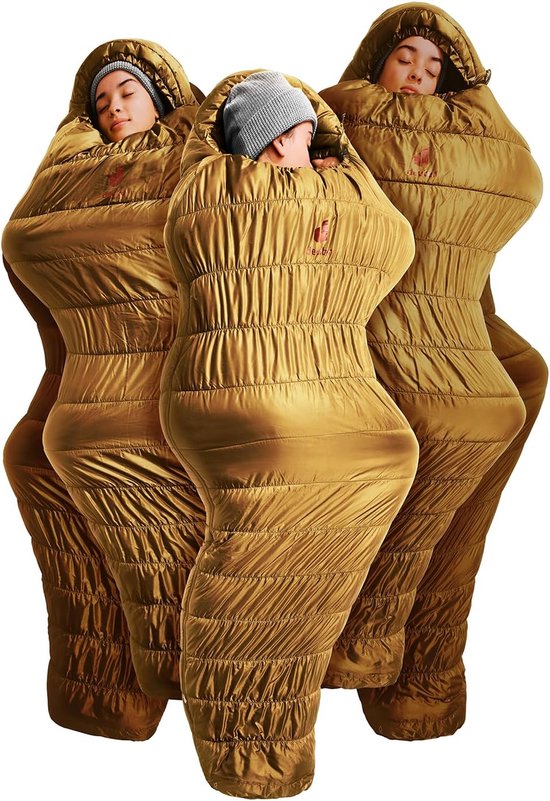 Synthetische Slaapzak - Mummy model - Kamperen en Hiken - Thermo Stretch Comfort - Tot 175 cm - Amandel Sequoia van Merkloos — afbeelding 5