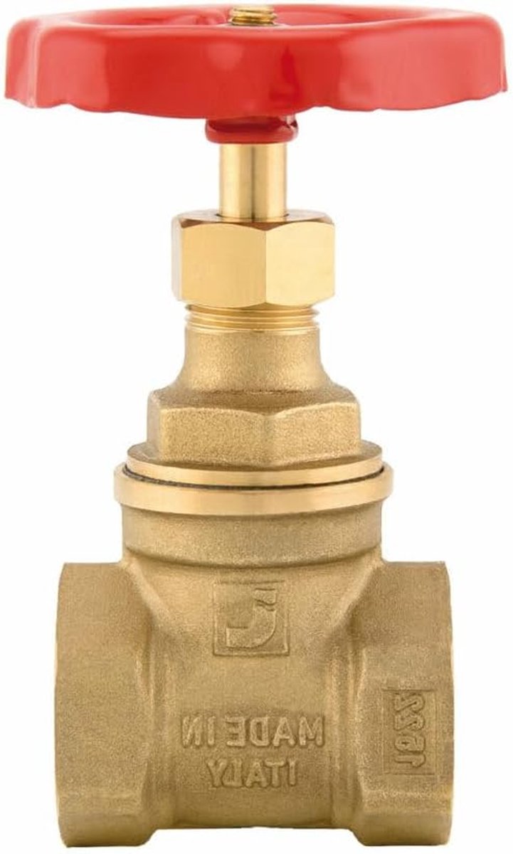 Afsluiter Messing - Kogelkraan Binnendraad - Waterleiding Installatie - Vergulde Messing Constructie - G 3/4 Inch - Rood Handwiel