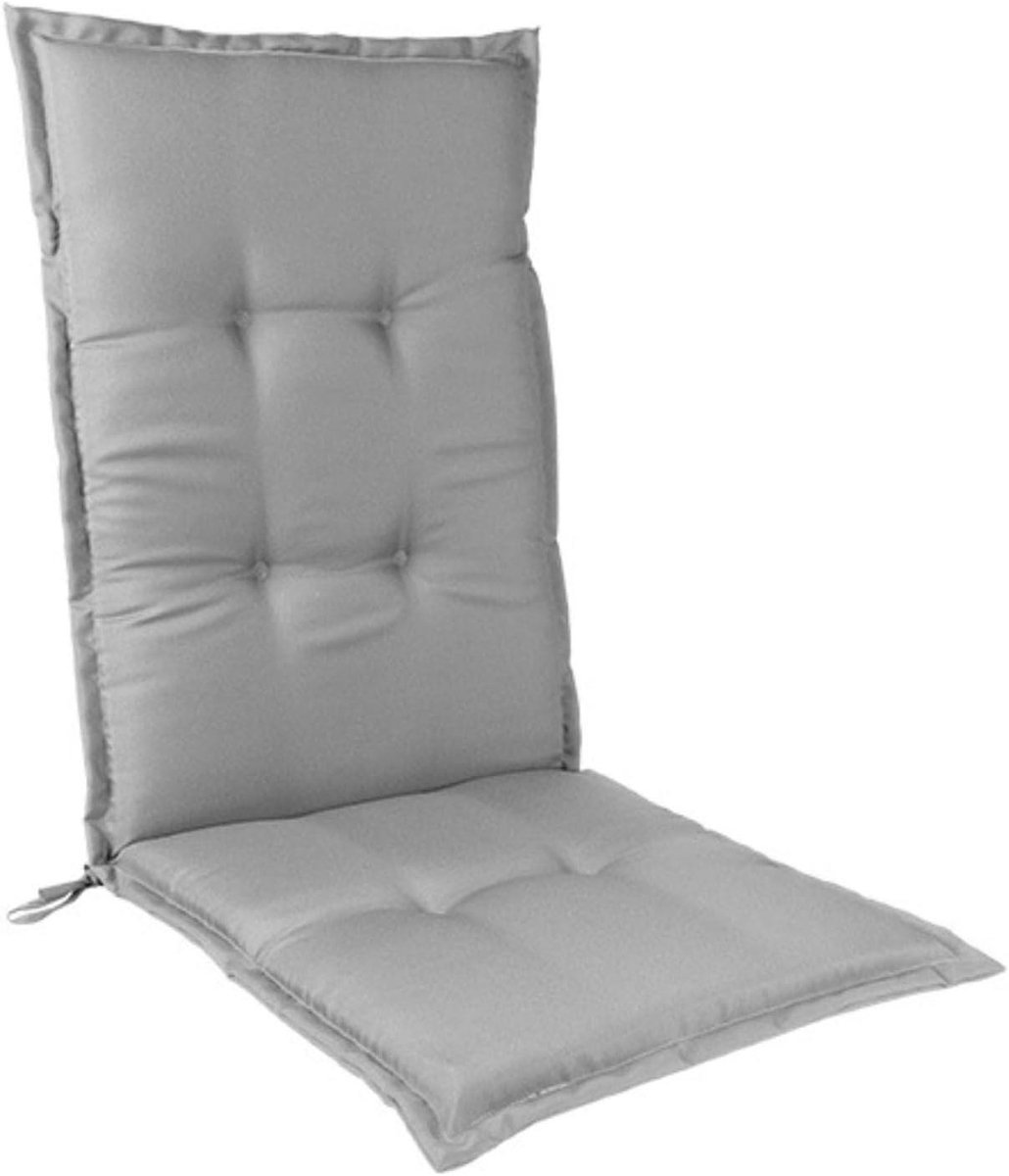 Stoelkussen Hoge Rug - Ligstoelkussen Terraskussen - Buiten Ontspannen - Met Stropdassen - 120x50 cm - Lichtgrijs