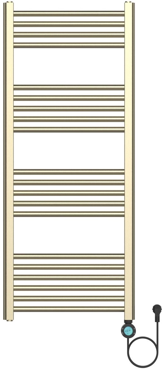 BELRAD elektrische radiator 1200x500 mm – 700W – geborsteld goud – digitale thermostaat – Smart WiFi – aansluiting rechts