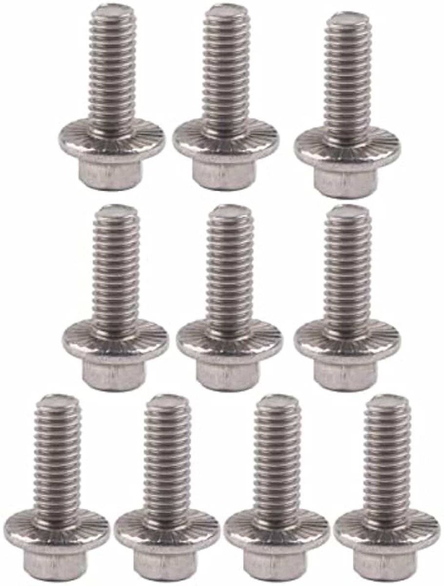 Flens Schroef 10 Stks M6 Rvs Hex Flens Schroeven Cap Bolt Wasmachine Hoofd Bouten Fastener (M6*20)
