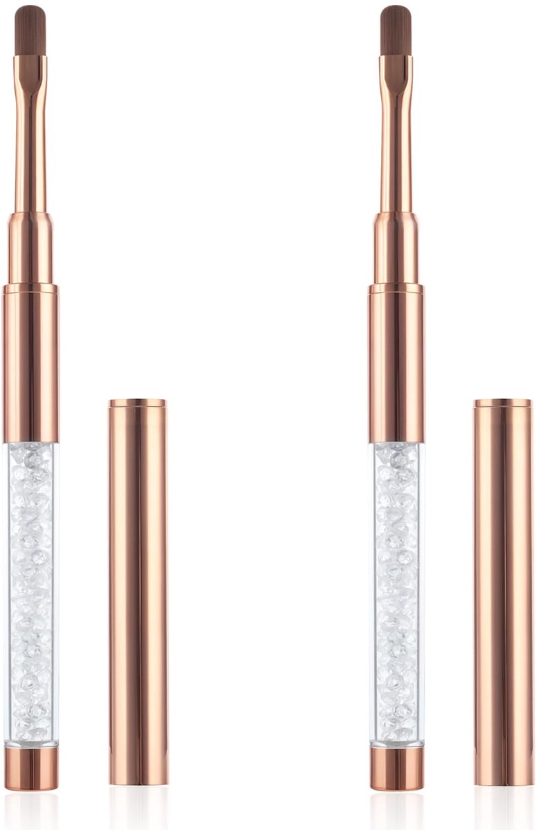 2 x gelborstel met deksel, nagelaccessoires, diamantgreep