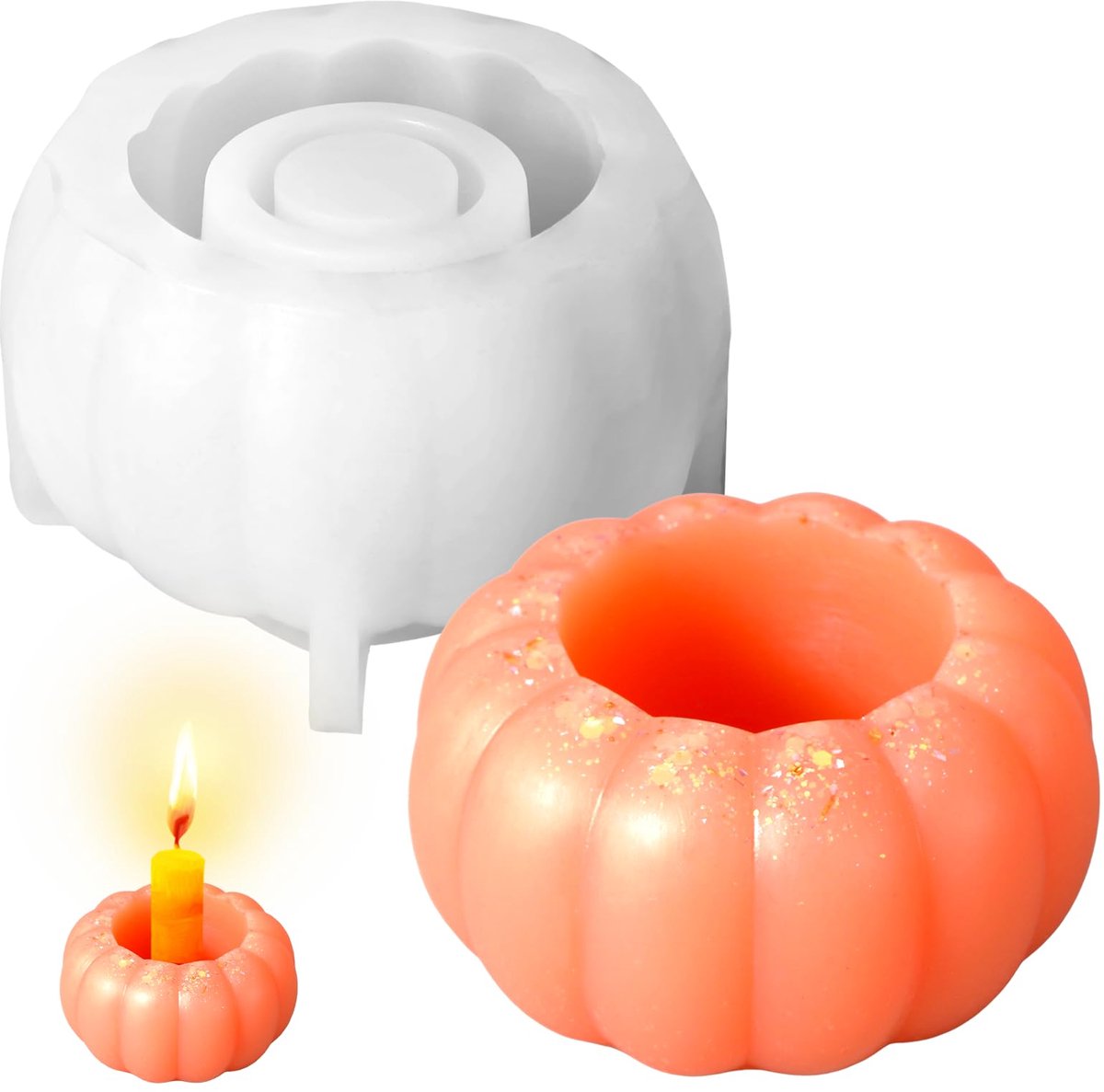 siliconen vorm, pompoen, flexibele siliconen vormen, gietvormen, siliconen 3D-pompoen, siliconen vorm, herfst, kaarsvormen om te gieten, siliconen gietvorm voor Halloween, tafeldecoratie