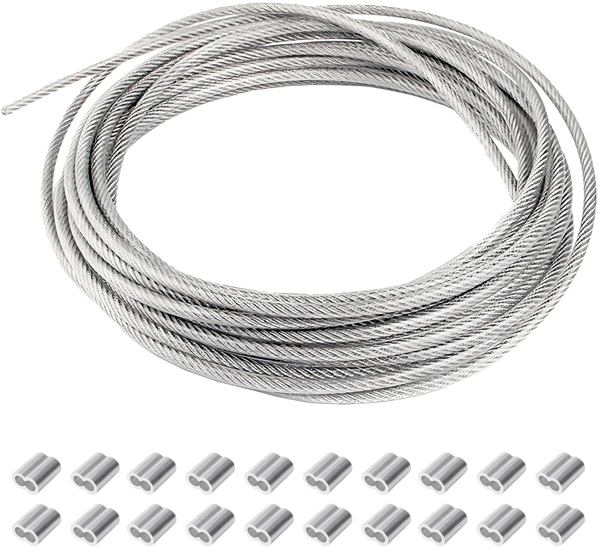 1mm Stalen Kabel, 304 roestvrij stalen staaldraad, 20m staalkabel, pvc-ommanteld