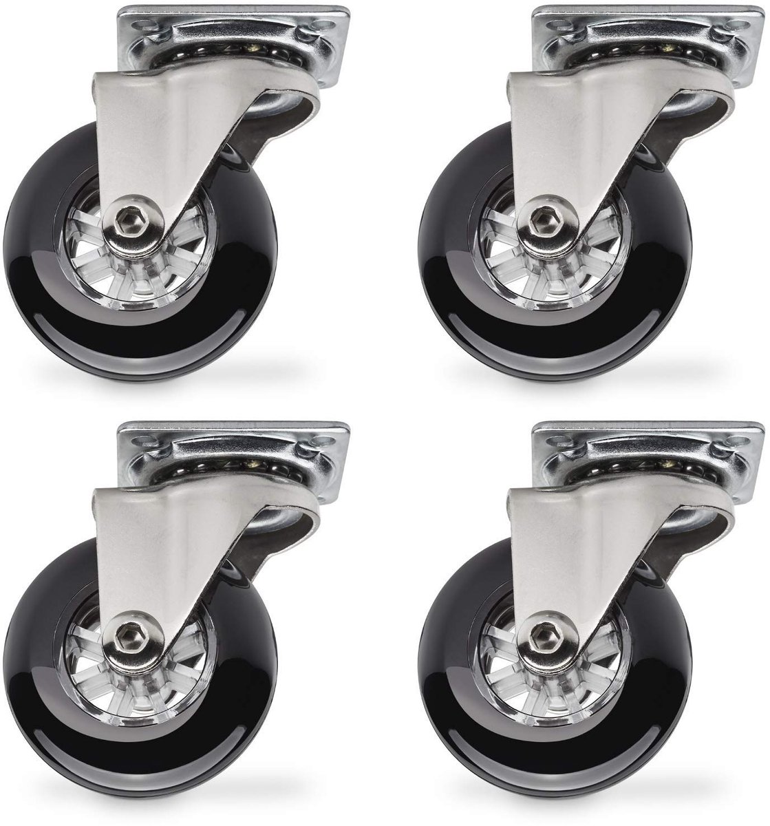 4 stuks Zwenkwiel Swift, zwart, diameter: 50 mm, zonder vastzetter, belastbaar tot 35 kg