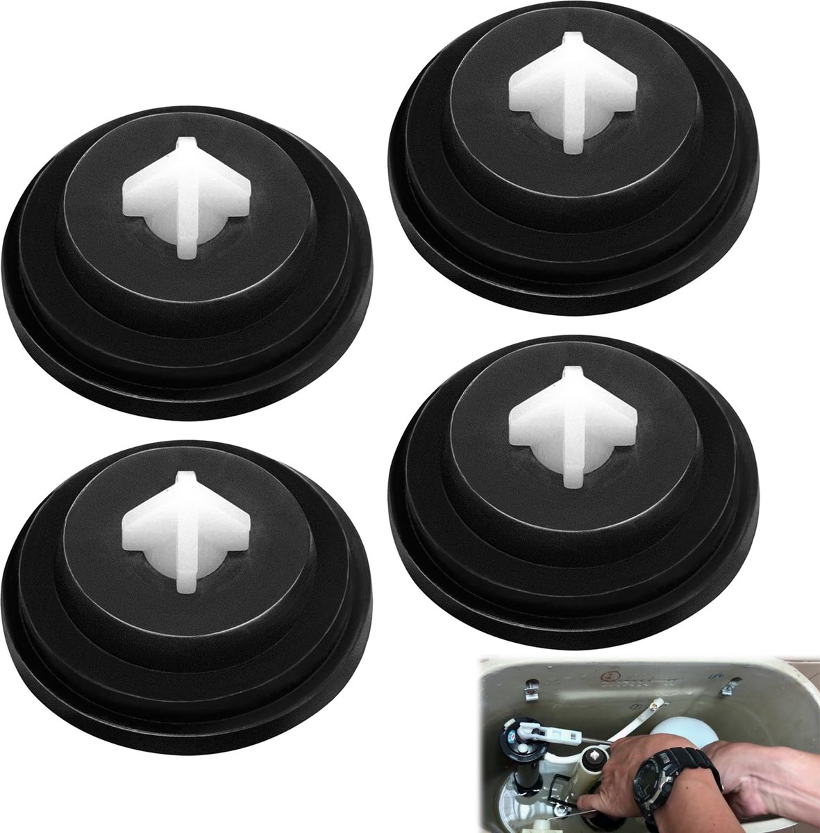 Spoel, 4 Stuks Afdichting Spoel Wc Float Vervangbaar Toilet, Afdichting Membraan Float Kraan WC Express Reparatie voor Toilet Tank Onderhoud
