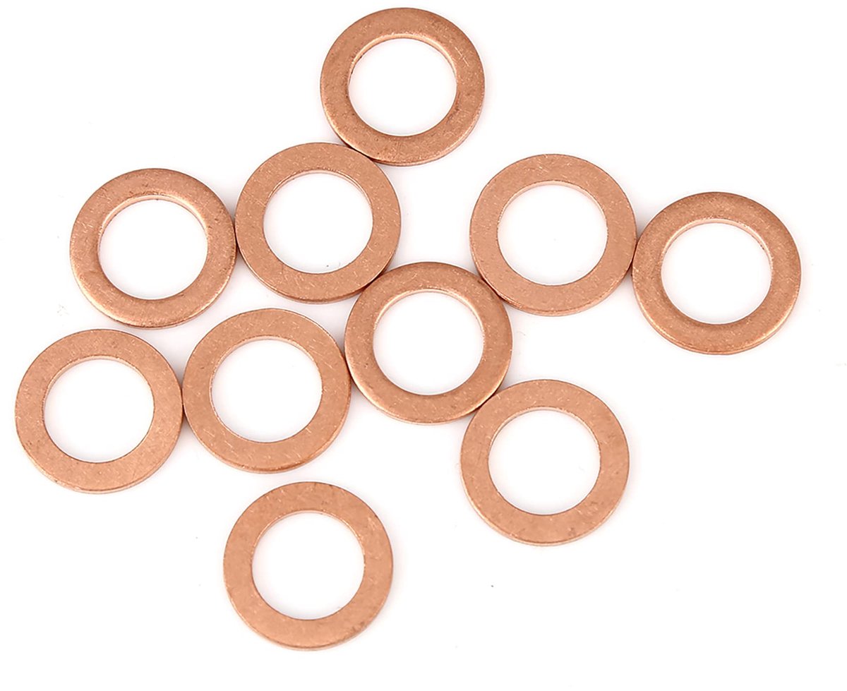 ABSOPRO Koperen sluitring 10 x 16 x 1,5 mm platte afdichtring (set van 10)