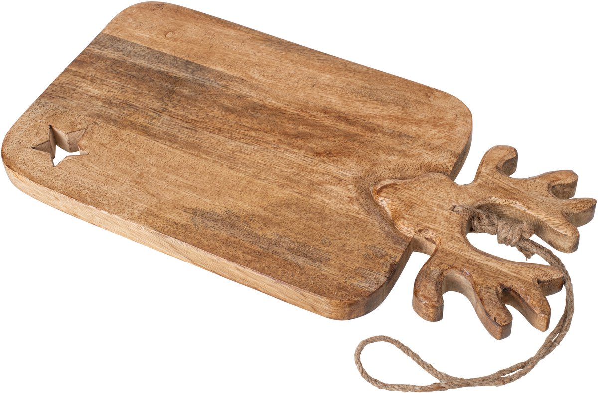 J-Line Snijplank met rendierhoofd - mangohout - naturel - large