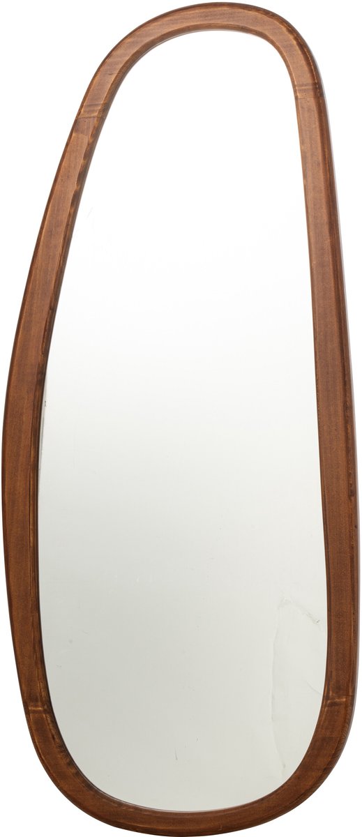 J-Line Wandspiegel met walnootlook - spiegel - donkerbruin
