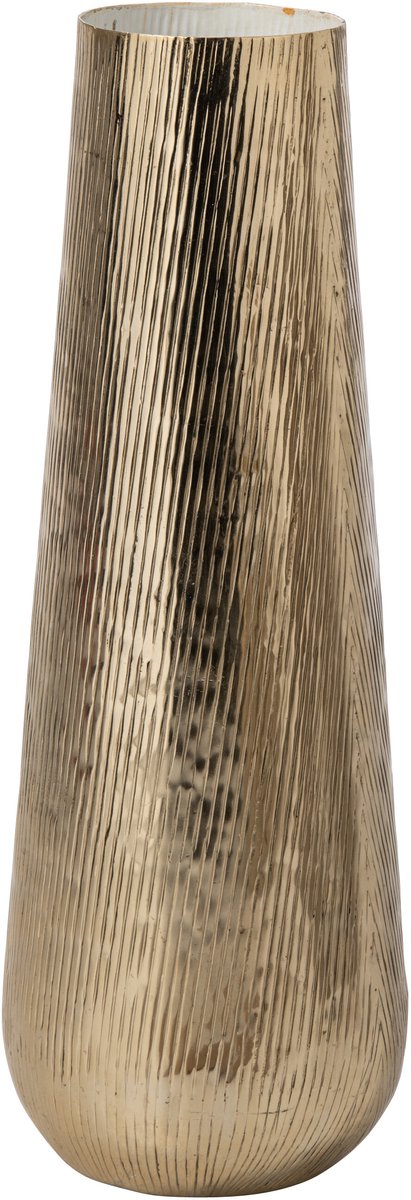 J-Line Gestreepte vaas - aluminium - goud/wit - large