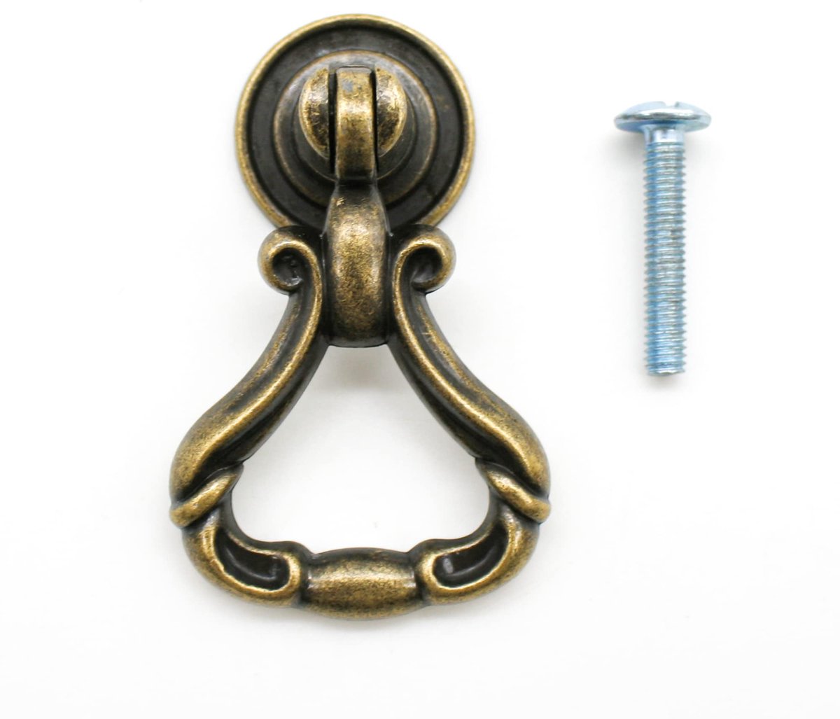 Barcelona | Antieke handvatten | Pak 16 | Vintage ladegrepen met ring | 53 * 33 * 17mm | in ZnAl | Verouderde koperen klopper | voor keukengrepen, kastgrepen, deurklinken, lades