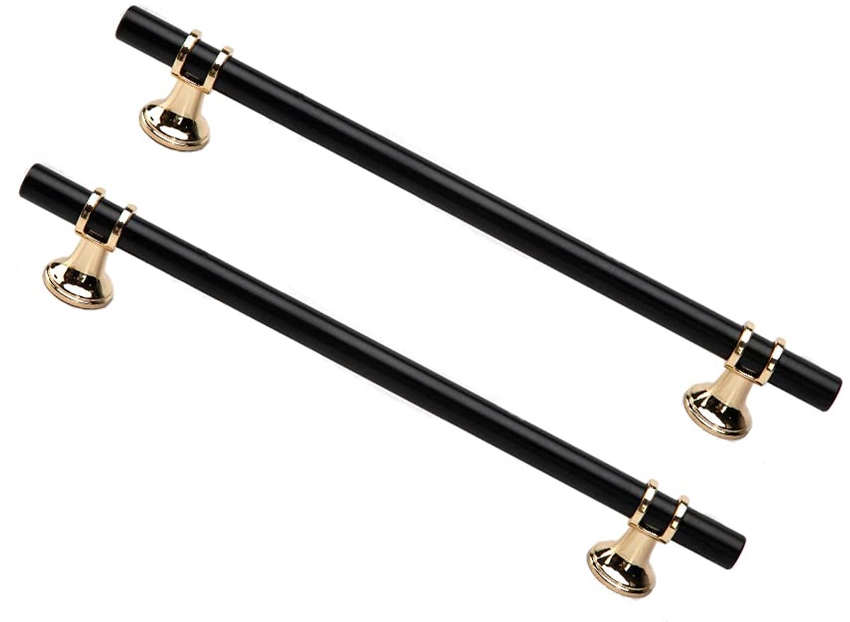 2 stks meubelgrepen zwart goud kastgrepen Lade handvatten handgrepen voor keukenkasten zinklegering T-Handvat met Schroef (192mm)