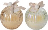 J-Line Kerstbalkaars - glas - goud/transparant - large - 2 assortimenten van 1