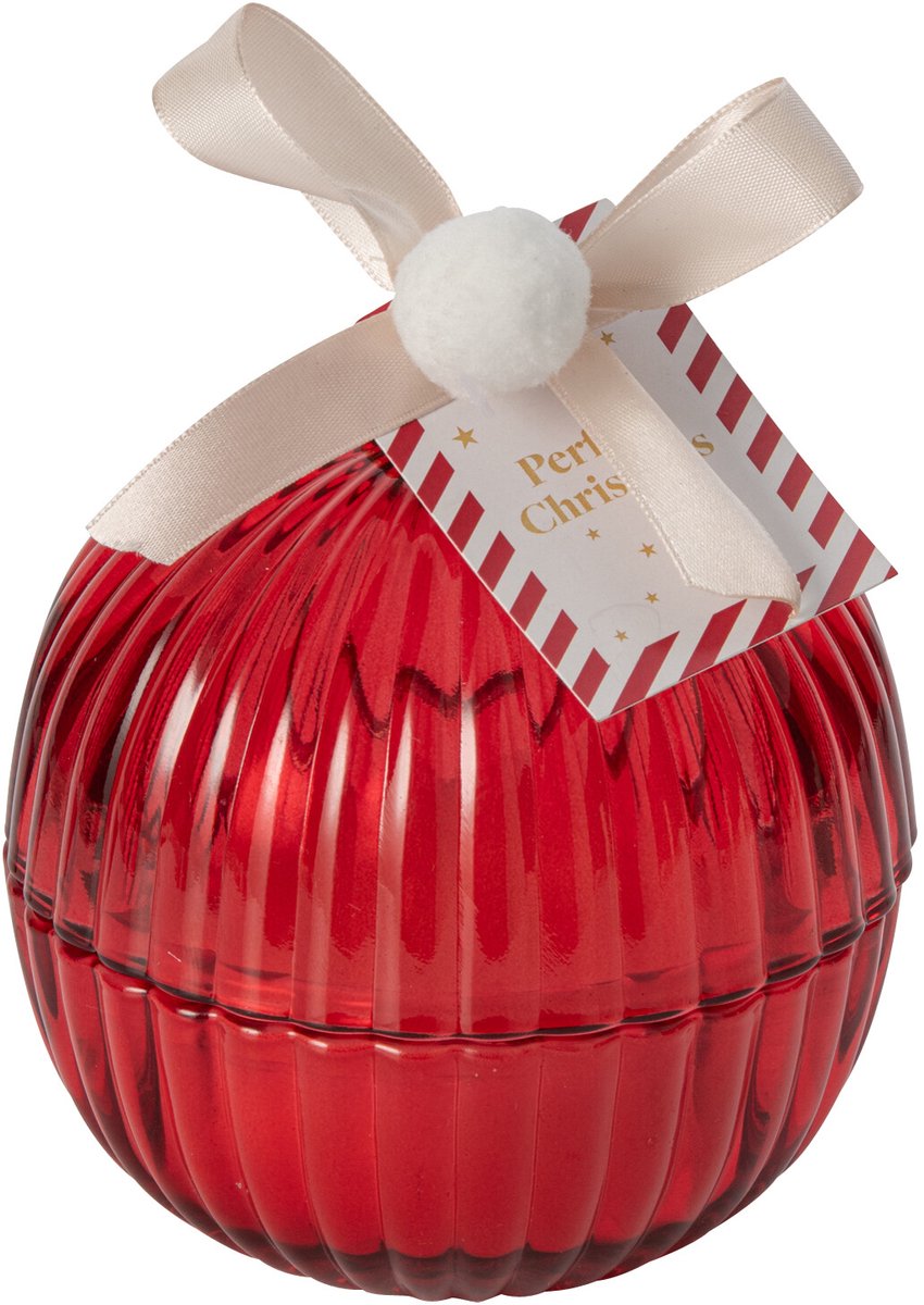 J-Line Kerstbalkaars - glas - kerstrood - medium