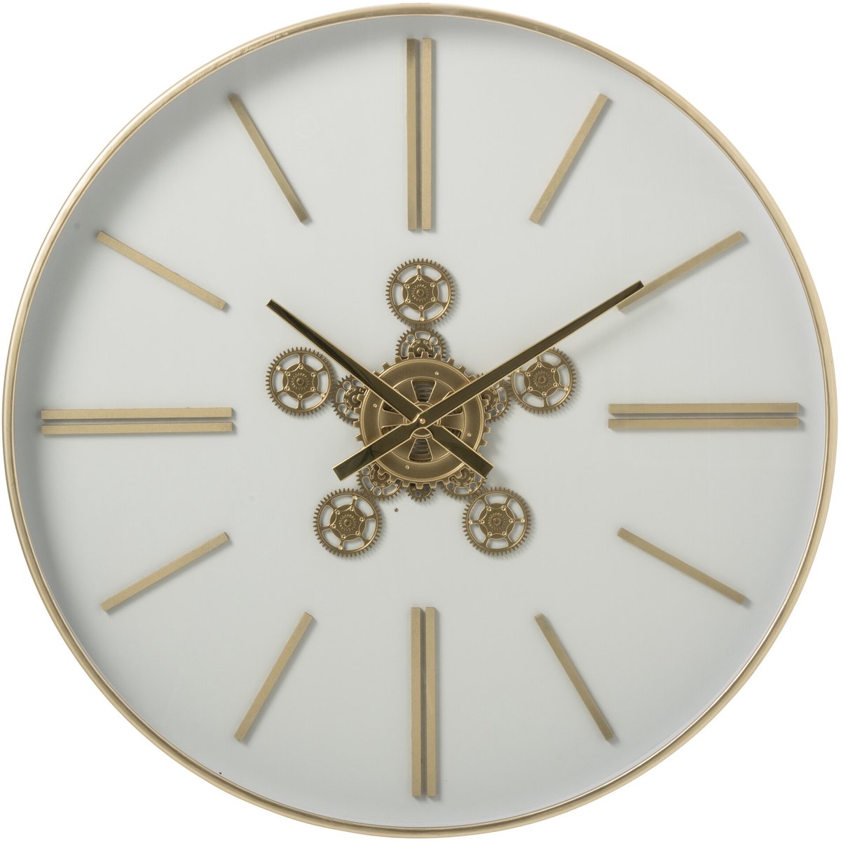 J-Line Wandklok - ijzer - wit/goud - large