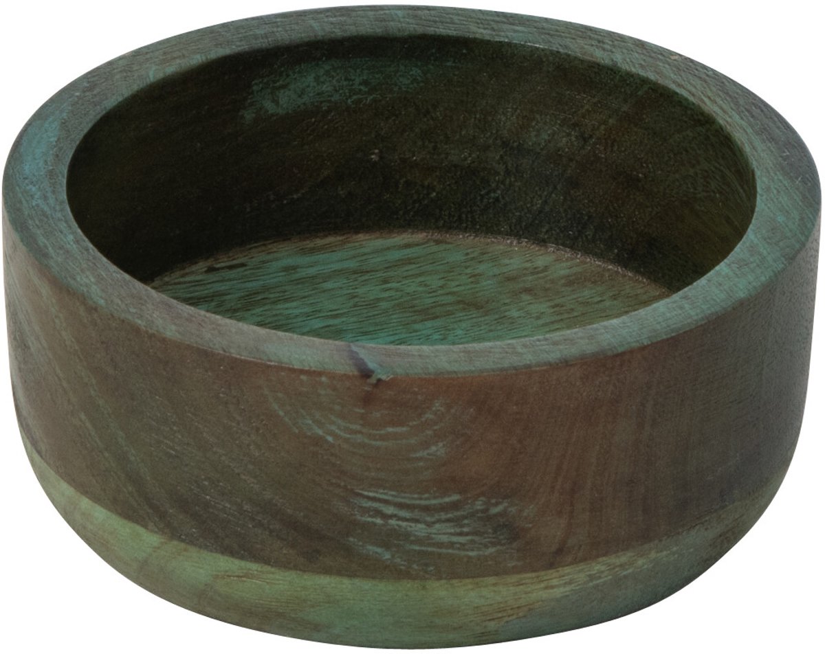 J-Line schaal Rond - hout - donkergroen - small